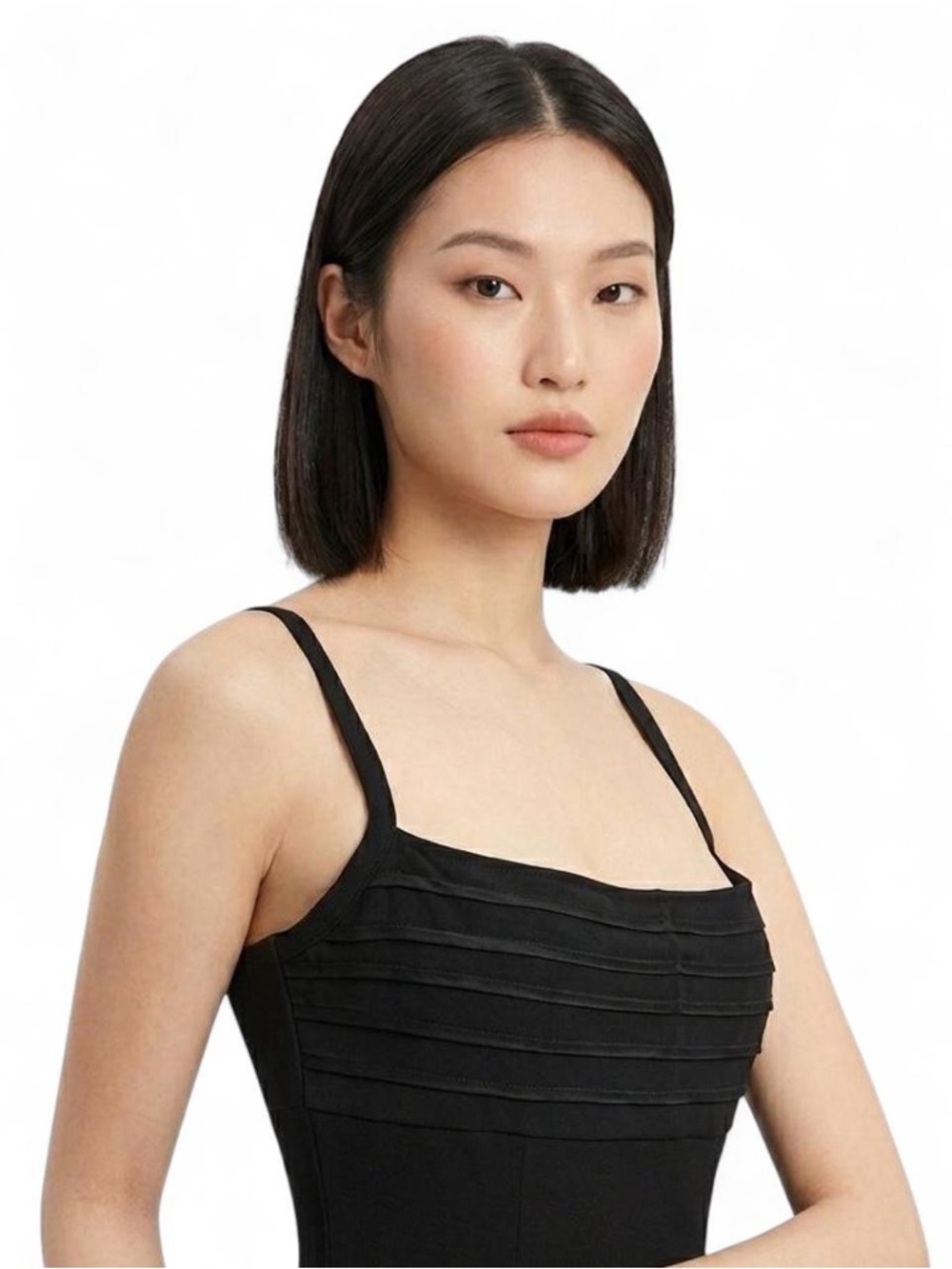 Tadashi Shoji Black Maxi Dress Size 8 Pleated Bodice Slip Formal Evening Gown - Picture 2 of 8